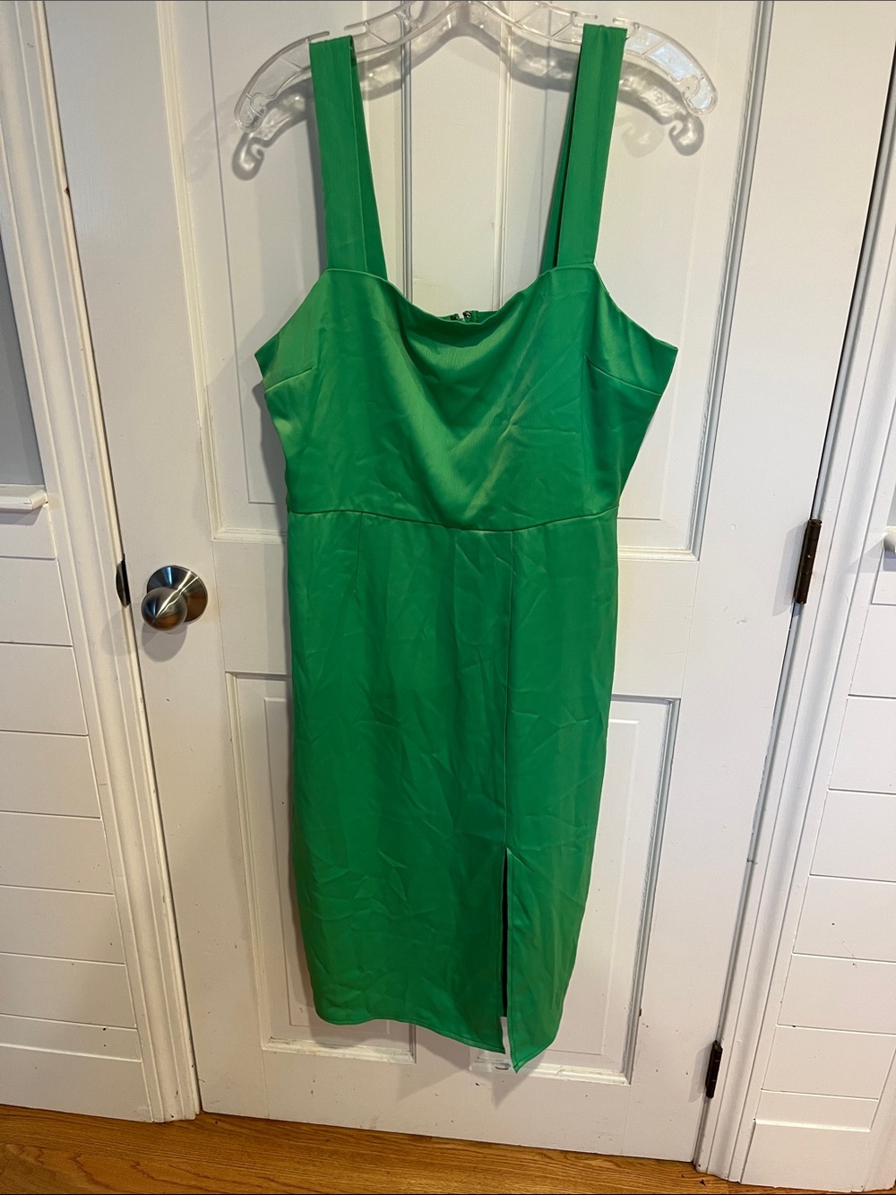 Blue Rain Green Midi Sheath Dress with Front Slit